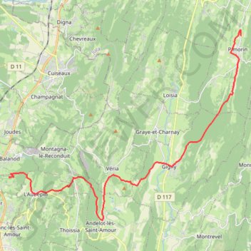 Trace GPS Saint-Amour - Pimorin, itinéraire, parcours