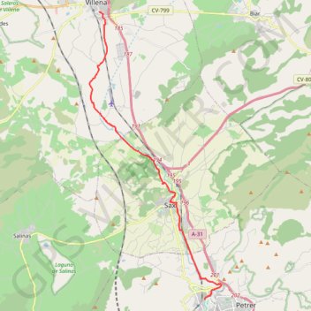 Trace GPS SE03-Petrer-Villena, itinéraire, parcours