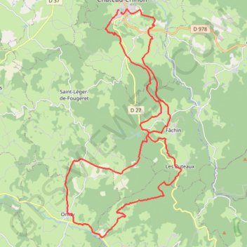 Trace GPS Grimpées de Château Chinon, itinéraire, parcours