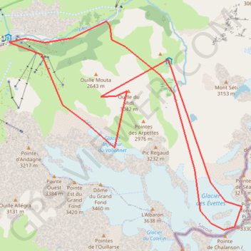 Trace GPS Tour en Haute Maurienne : Ouille du Midi Petite Ciamarella, itinéraire, parcours