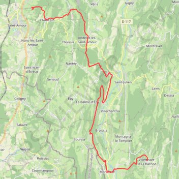 Trace GPS Villeneuve-lès-Charnod - Saint-Amour, itinéraire, parcours