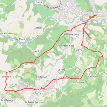 Trace GPS Thurins - Rontalon - Monts du Lyonnais, itinéraire, parcours