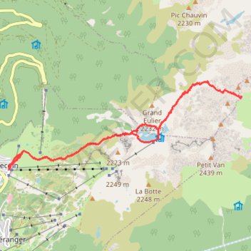 Trace GPS Col de la Petite Vaudaine depuis le Recoin de Chamrousse, itinéraire, parcours
