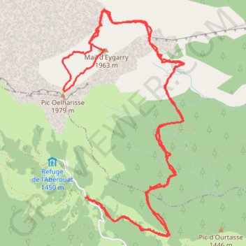 Trace GPS Pic de l'Oelharisse, itinéraire, parcours