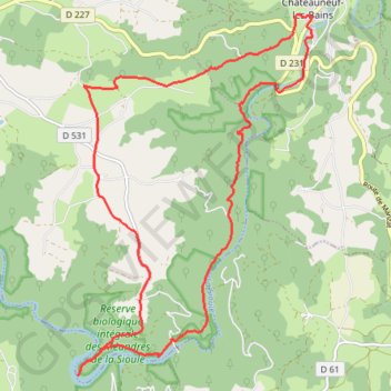Trace GPS Les gorges de la Sioule - Saint-Gervais-d'Auvergne, itinéraire, parcours