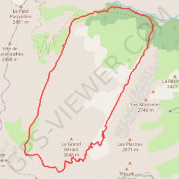 Trace GPS Ubaye Tour du Grand Bérard, itinéraire, parcours