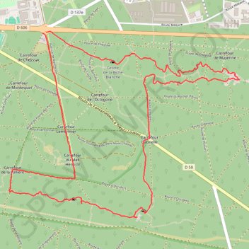 Trace GPS Tour des trois Rochers (Avon, Bouligny, Chauvet) Massif de Fontainebleau, itinéraire, parcours