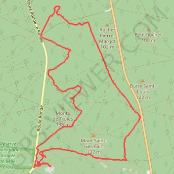 Trace GPS Fontainebleau Belle Croix, itinéraire, parcours