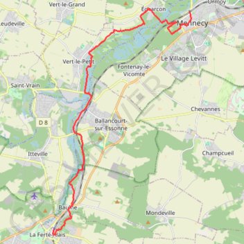 Trace GPS La ferté-Alais - Mennecy, itinéraire, parcours