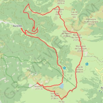 Trace GPS Tour Bareilles - Montious - Lion - Mont Né - Pin, itinéraire, parcours