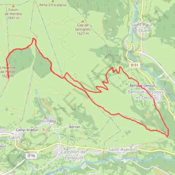 Trace GPS Montagne d'Espiau par les cromlechs et la Croix de Garin, itinéraire, parcours