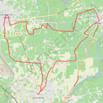 Trace GPS Balade de Jonquières à la Via Venaissia, itinéraire, parcours