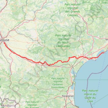 Trace GPS 0_Touluse-Sète, itinéraire, parcours