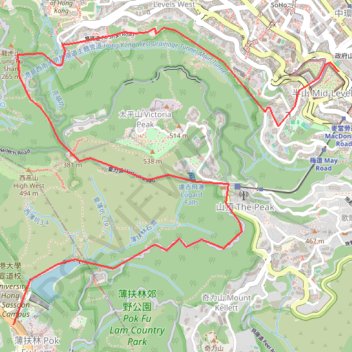Trace GPS Central Hong Kong - Pok Fu Lam Country Park, itinéraire, parcours