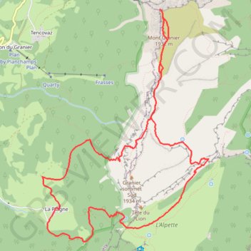 Trace GPS Le Granier depuis La Plagne - Entremont-le-Vieux, itinéraire, parcours