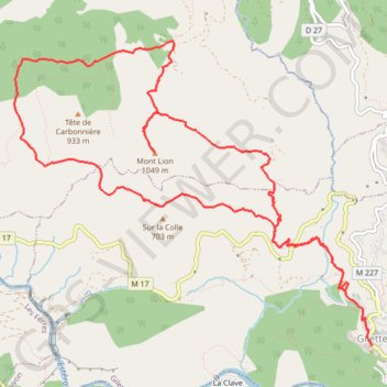 Trace GPS Tour du Mont Lion et sommet depuis Gilette, itinéraire, parcours