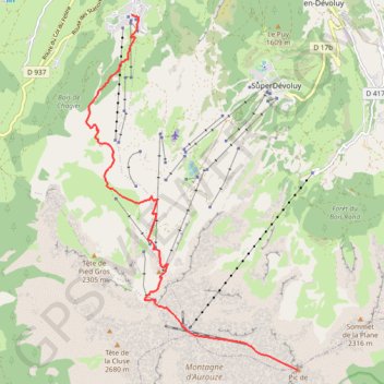 Trace GPS Plateau et pic de Bure, itinéraire, parcours