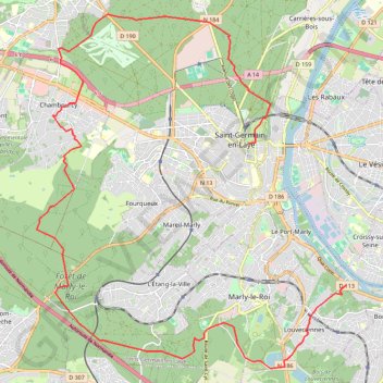 Trace GPS Forêt de Marly - De Saint-Germain-en-Laye à Louveciennes, itinéraire, parcours