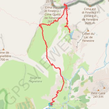 Trace GPS Col de Fenestre Pas des ladres, itinéraire, parcours