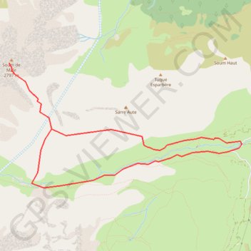 Trace GPS Soum de Male par la vallée d'Aspé, itinéraire, parcours
