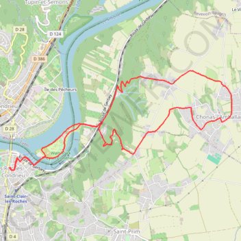 Trace GPS Les Roches de Condrieu (38), itinéraire, parcours