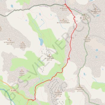 Trace GPS Pic de la Moulinière - Couloir SE (Cerces), itinéraire, parcours