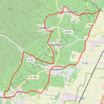 Trace GPS Ribeauvillé Bergheim, itinéraire, parcours