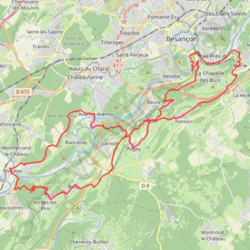 Trace GPS Monts à Monts - Besançon, itinéraire, parcours