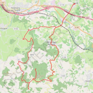 Trace GPS Bancillon - Saint Romain de Popey, itinéraire, parcours