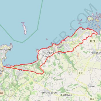 Trace GPS Rando Port Blanc-Saint Quay-Perros(22700), itinéraire, parcours