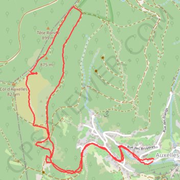 Trace GPS Ascension du Mont Ménard depuis Auxelles-haut, itinéraire, parcours