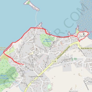 Trace GPS Balade digestive autour de Port Blanc, itinéraire, parcours