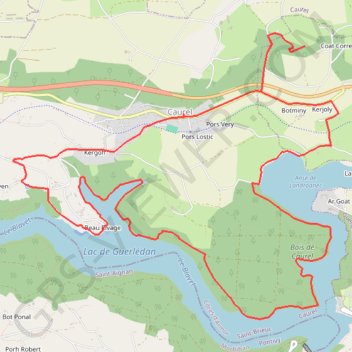 Trace GPS Bois de Caurel et Lac de Guerlédan, itinéraire, parcours