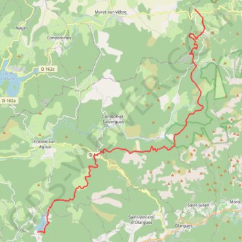 Trace GPS Grande Traversée de l'Hérault - itinéraire Nord - de Fagairolles au Lac de Vésoles, itinéraire, parcours