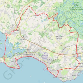 Trace GPS Guérande - La Baule, itinéraire, parcours