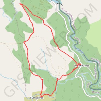 Trace GPS Randonnée à Les Baumes en Lozère, itinéraire, parcours