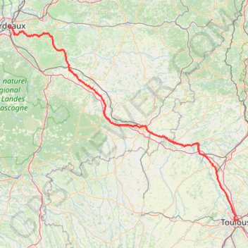 Trace GPS Bordeaux Toulouse, itinéraire, parcours