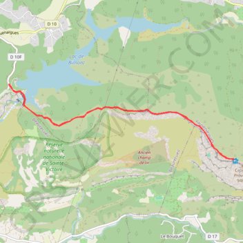 Trace GPS La montagne Sainte Victoire, itinéraire, parcours