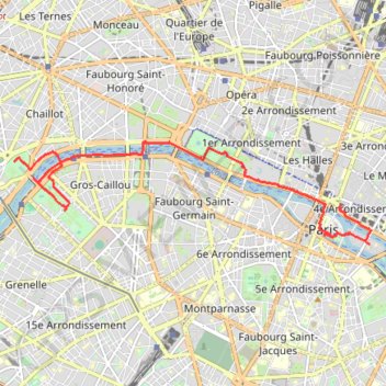Trace GPS Itinéraire de Parvis de l'hôtel de ville, Paris à Trocadéro, Paris, itinéraire, parcours