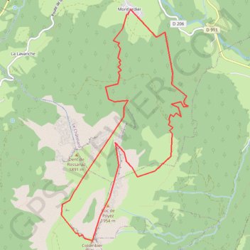 Trace GPS Mont Colombier depuis Montlardier, itinéraire, parcours