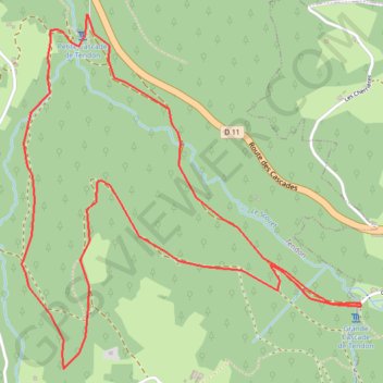 Trace GPS Les deux cascades de Tendon, itinéraire, parcours