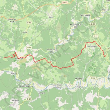 Trace GPS Cajarc - Pech-Merle, itinéraire, parcours