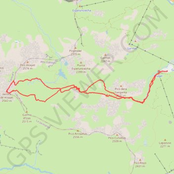 Trace GPS Vertice d'Anayet au départ de la station de ski de Formigal (Aragon, Espagne), itinéraire, parcours
