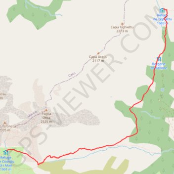 Trace GPS GR® 20 Etape 5 : Tighjettu - Ciottuli di i Mori, itinéraire, parcours