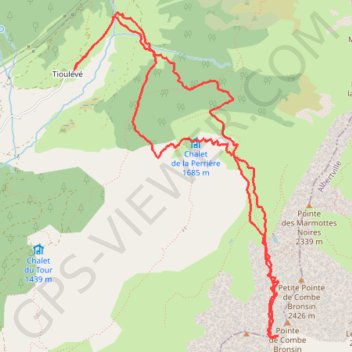 Trace GPS Marmottes noires face ouest, itinéraire, parcours
