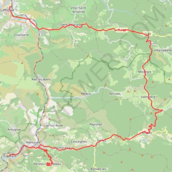 Trace GPS Limoux Espéraza, itinéraire, parcours
