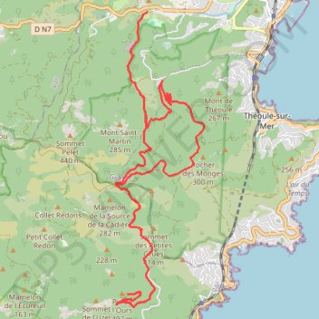 Trace GPS Pic de l'Ours à partir de Mandelieu, itinéraire, parcours