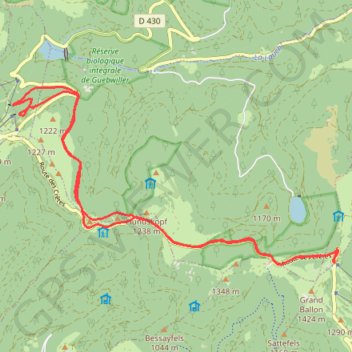 Trace GPS Du grand ballon au Markstein, itinéraire, parcours