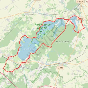 Trace GPS Circuits des 3 lacs de la Forêt d'Orient, itinéraire, parcours