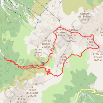 Trace GPS Belledonne - Crêtes de la cime de la Jasse à La Belle Etoile, itinéraire, parcours